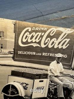 RARE Photo Harley Davidson Coca Cola Coke Package Truck Servicar 1930s 1920 Sign