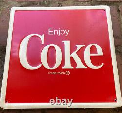 RARE RED ENJOY COKE COCA COLA METAL SCIOTO SIGNS KENTON OH USA 1982 18in. X 18in