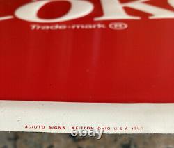 RARE RED ENJOY COKE COCA COLA METAL SCIOTO SIGNS KENTON OH USA 1982 18in. X 18in
