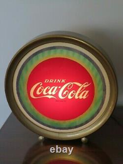 RARE VINTAGE 1950s COCA-COLA ILLUSION COUNTERTOP ROUND LIGHT-UP SIGN PRICE BROS