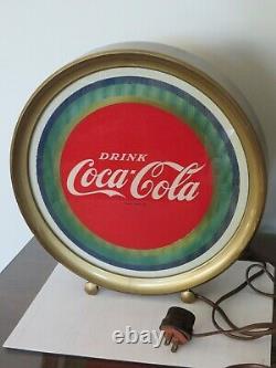 RARE VINTAGE 1950s COCA-COLA ILLUSION COUNTERTOP ROUND LIGHT-UP SIGN PRICE BROS