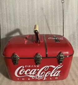 RARE! VINTAGE COCA COLA COOLER ICE BOX With RADIO / CD PLAYER FREE BUFFET CD INCL