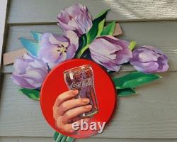 RARE! VINTAGE ORIGINAL 20s 30s 40s 50s COCA COLA SIGN Section Floral Coke