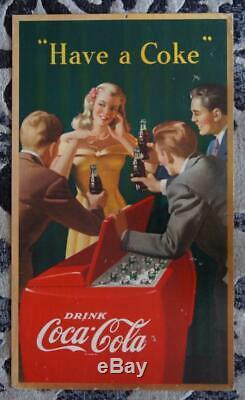 RARE Vintage 1948 Coca-Cola 16 x 27 PROM NIGHT Cardboard COKE SIGN Niagara Litho
