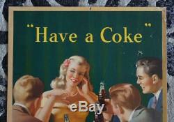 RARE Vintage 1948 Coca-Cola 16 x 27 PROM NIGHT Cardboard COKE SIGN Niagara Litho