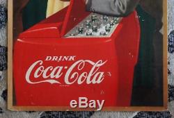 RARE Vintage 1948 Coca-Cola 16 x 27 PROM NIGHT Cardboard COKE SIGN Niagara Litho