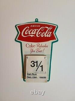 RARE Vintage 1963 Coca Cola Fishtail Tin Sign Calendar Pad Holder Excellent