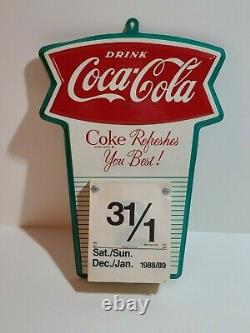 RARE Vintage 1963 Coca Cola Fishtail Tin Sign Calendar Pad Holder Excellent