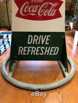 RARE Vintage Antique 1950s Coca Cola Wooden School Zone Sign Completely Intact