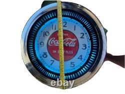 RARE Vintage COCA COLA NEON SPINNER MOTION CLOCK Sign. Original See VIDEO