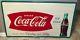 RARE Vintage Coca Cola Fishtail Sign With Coke Bottle-LARGE Size 55 x 32