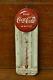 RARE Vintage Original 1950's Coca Cola Red Button Thermometer Sign Working