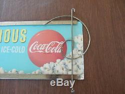 RARE Vintage Original Coca Cola Cardboard Sign with Original Metal Display
