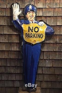 RARE Vintage Original NO PARKING Coca Cola Coke Crossing Guard Police Man Sign