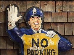 RARE Vintage Original NO PARKING Coca Cola Coke Crossing Guard Police Man Sign