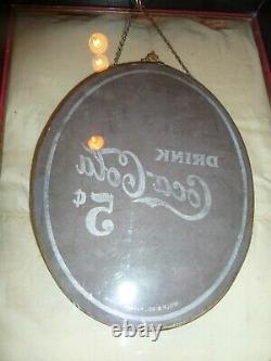 RARE c. 1905 Coca Cola LILLIAN NORDICA Celluloid CAMEO chain hanging sign