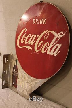REDUCED 1949 Coca Cola Double Sided Flange Sign Drink Coca Cola Ice Cold