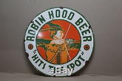 Robin Hood Beer Porcelain Sign Bar Man Cave Gas Oil Coke Eagle