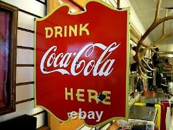 Rare1940 COCACOLA Flanged Double Sided Porcelain Sign 20 X 18 Made in Canada