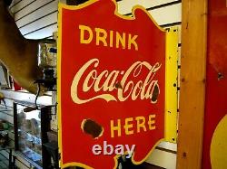 Rare1940 COCACOLA Flanged Double Sided Porcelain Sign 20 X 18 Made in Canada