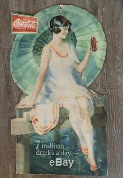 Rare 1926 Coca-Cola Umbrella Girl Advertising Diecut