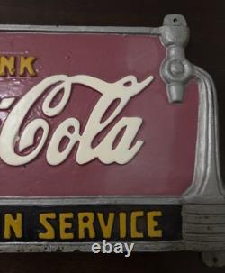 Rare 1930 Vintage Coca Cola Fountain Service Sign Metal Sign