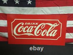 Rare! 1930s Coca Cola Tin Metal Embossed Glascock Cooler Sign Old Store Stock
