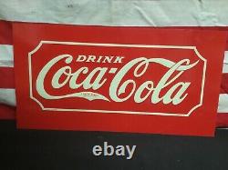 Rare! 1930s Coca Cola Tin Metal Embossed Glascock Cooler Sign Old Store Stock