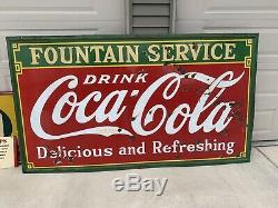 Rare 1930s Drink Coca Cola Porcelain Soda Sign Fountain Service