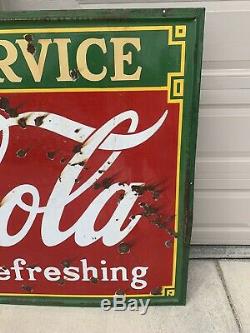 Rare 1930s Drink Coca Cola Porcelain Soda Sign Fountain Service
