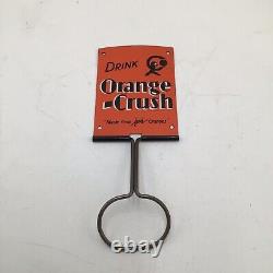 Rare 1930s Orange Crush Soda Pop Metal Broom Holder Dealer Sign Coke Pepsi