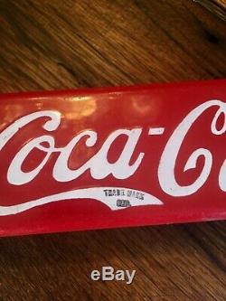 Rare 1930s Vintage Coca-Cola Door Push Pull Bar Porcelain Sign Hard To Find