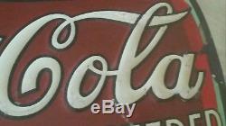 Rare 1933 Embossed Metal Coca-Cola Christmas Bottle Sign
