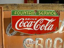 Rare 1934 Coca Cola Fountain Service Porcelain Sign