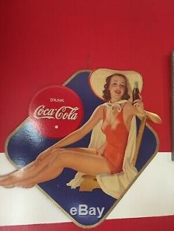 Rare 1940 Coca Cola Diamond Girl Cardboard Cutout Sign
