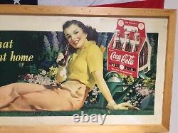 Rare 1941 Coca Cola Cardboard Advertising Sign Huge Size 55 by 26 Six Pack Logo