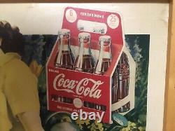 Rare 1941 Coca Cola Cardboard Advertising Sign Huge Size 55 by 26 Six Pack Logo
