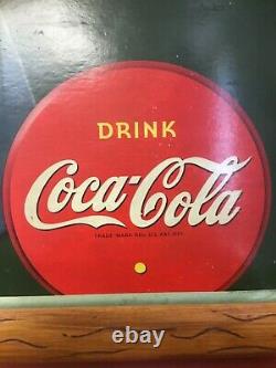 Rare 1942 Coca Cola Cardboard Advertising Sign Large Size 56 by 27 Framed. Nice