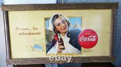 Rare 1942 Coca Cola Us Army Nurse Corps Cardboard Sign In Original Frame