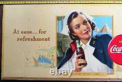 Rare 1942 Coca Cola Us Army Nurse Corps Cardboard Sign In Original Frame