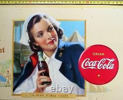 Rare 1942 Coca Cola Us Army Nurse Corps Cardboard Sign In Original Frame