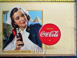 Rare 1942 Coca Cola Us Army Nurse Corps Cardboard Sign In Original Frame