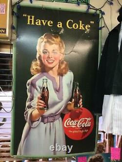 Rare 1943 Coca Cola cardboard advertising sign Have A Coke Logo. 50 by 29