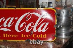 Rare 1947 Coca Cola Sold Here Porcelain Metal Sign Fountain Service Soda Pop Gas