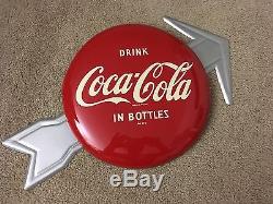 Rare 1950 12 Coca Cola Arrow Button Sign In The Bottle Soda Fountain Sign Mint