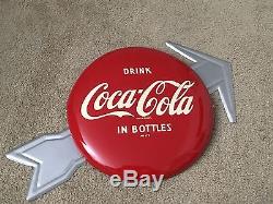 Rare 1950 12 Coca Cola Arrow Button Sign In The Bottle Soda Fountain Sign Mint