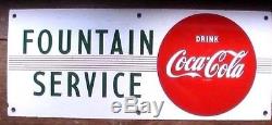 Rare 1950's Porcelain Enamel 29 Drink Coca-Cola Fountain Service Sign Nice