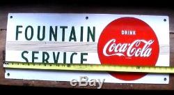 Rare 1950's Porcelain Enamel 29 Drink Coca-Cola Fountain Service Sign Nice