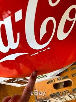 Rare 1950s Coca Cola Double Button Soda Advertising Flange Sign