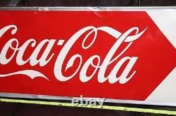 Rare 1951 Drink Coca Cola Arrow Bottle Embossed Metal Sign Soda Pop Coke Gas Oil